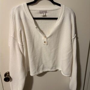 Sincerely Jules White V-Neck Henley Sweater